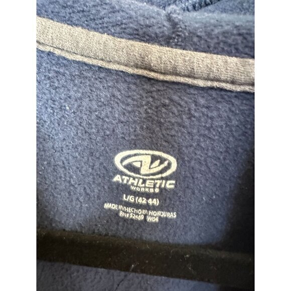 Athletic Works‎ Mens Blue Sweatshirt Large hooded zip up cotton  drawstring - Picture 2 of 7